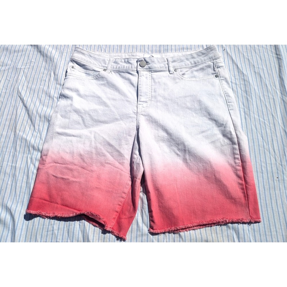 Jordache Denim Bermuda Shorts Cutoff Color Fade Bottom Women's 14‎